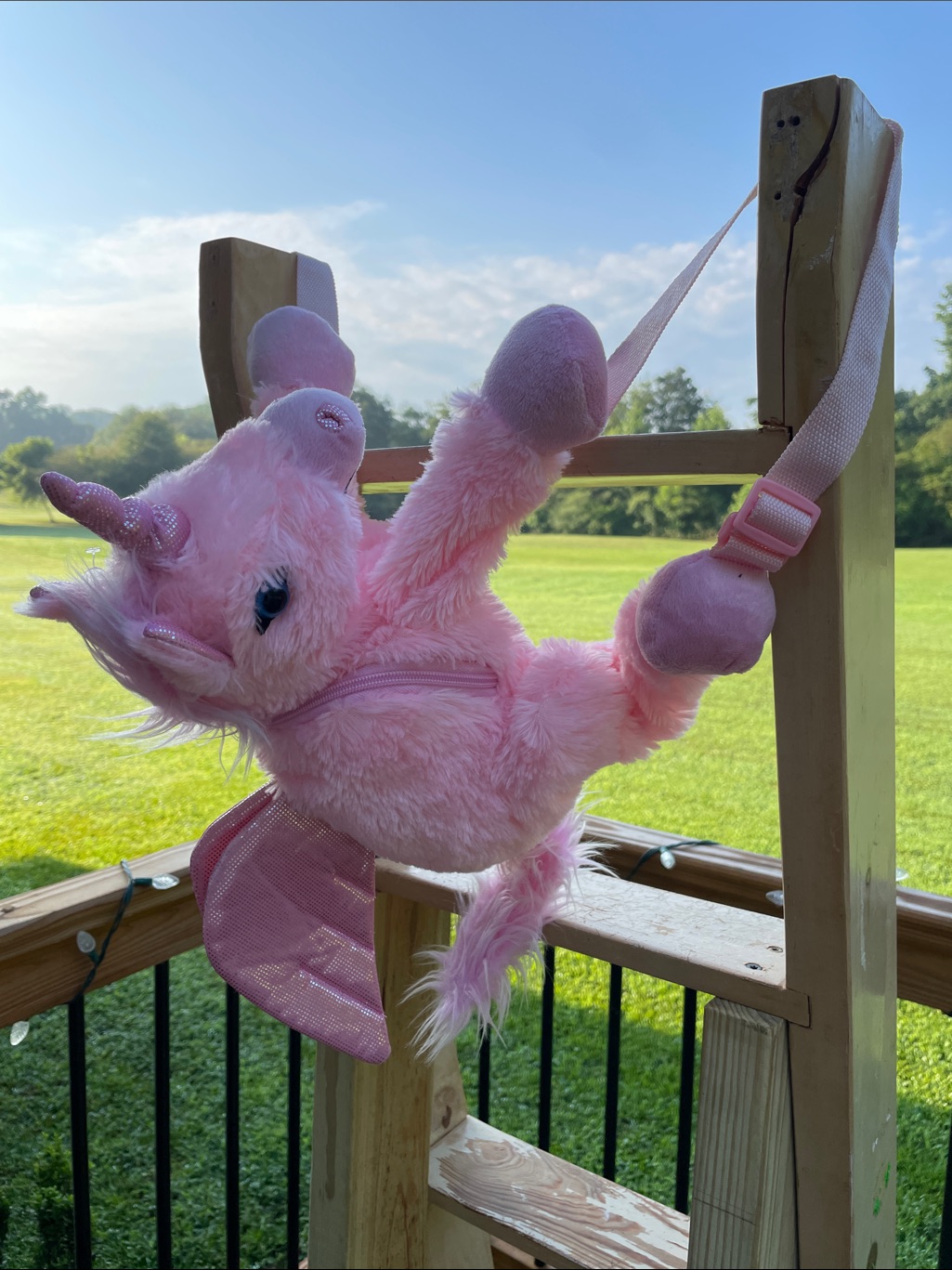 Hobby Lobby Pink Plush Unicorn Shoulder Bag With Shimmery Wings